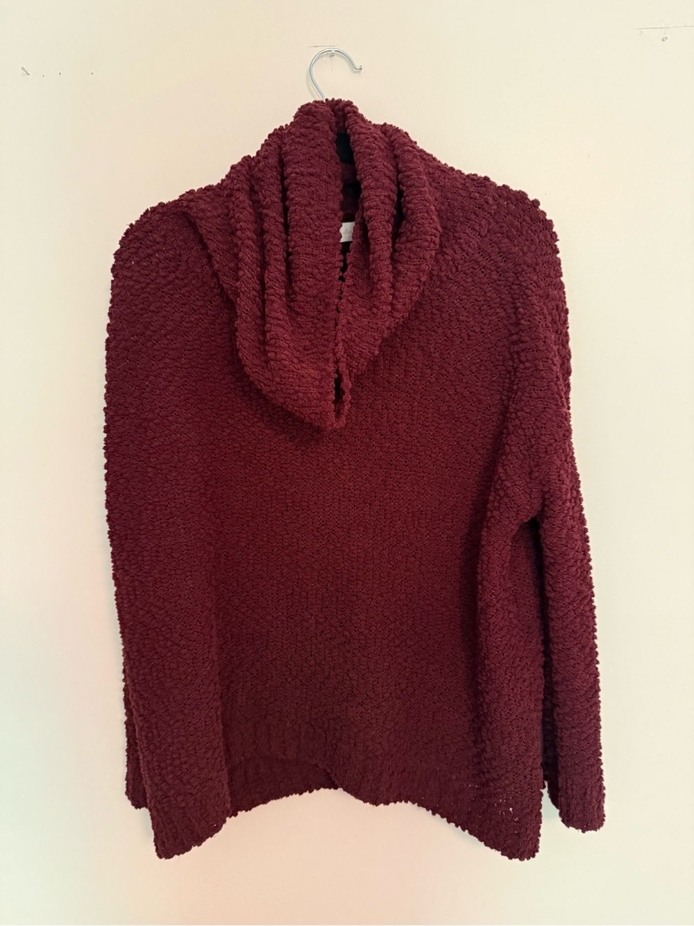 Cozy Popcorn Knit Sweater - Deep Burgundy